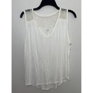 LOFT Lightweight White Lace Tank Top - Size Medium